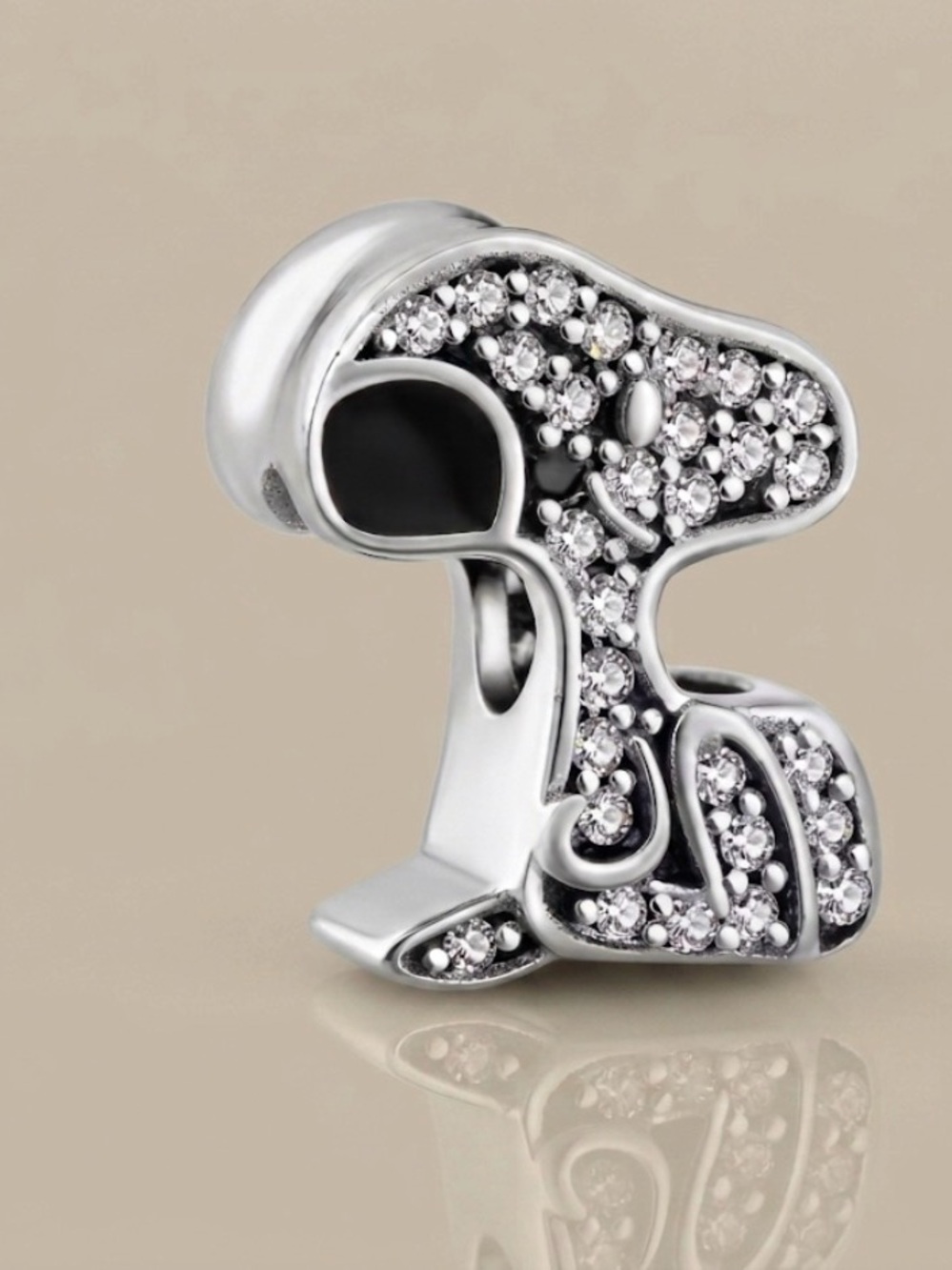 Sterling Silver Crystal Dog Charm for Women